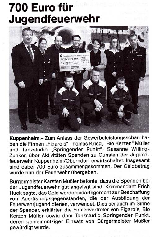 Figaros Friseur Kuppenheim Rastatt Baden-Baden - Jugendfeuerwehr Presse