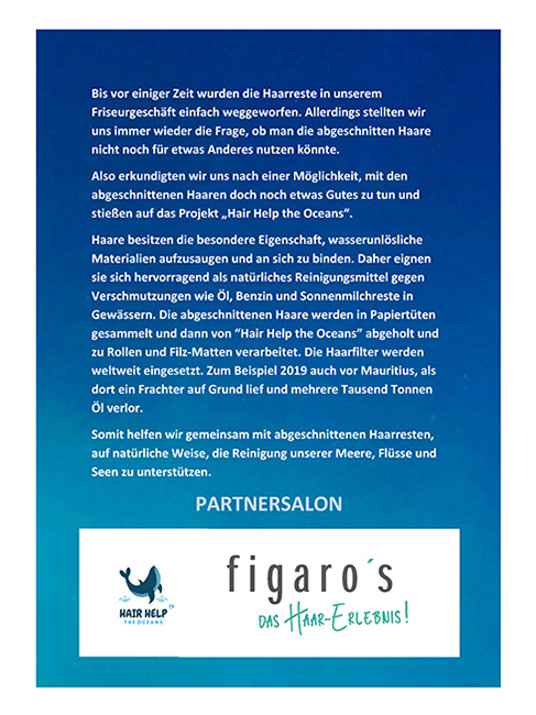 Figaros Friseur Kuppenheim Baden-Baden Rastatt Murgtal - Nachhaltigkeit - Du rettest mit Deinen Haaren das Meer
